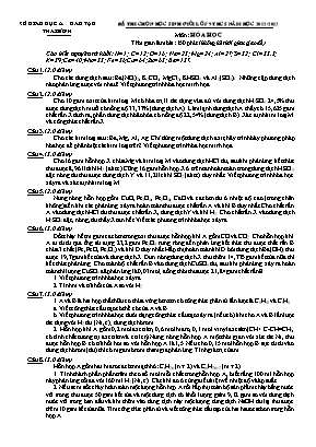 Đề thi chọn học sinh giỏi môn Hóa học Lớp 9 THCS - Năm học 2012-2013 - Sở giáo dục và đào tạo Thái Bình (Có đáp án)